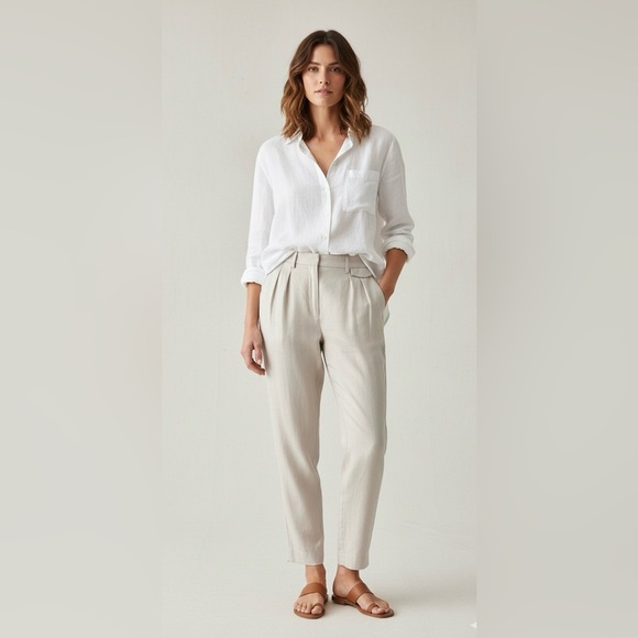 BABATON Linen Blend Khaki Casual Pants Aritzia - Picture 1 of 6